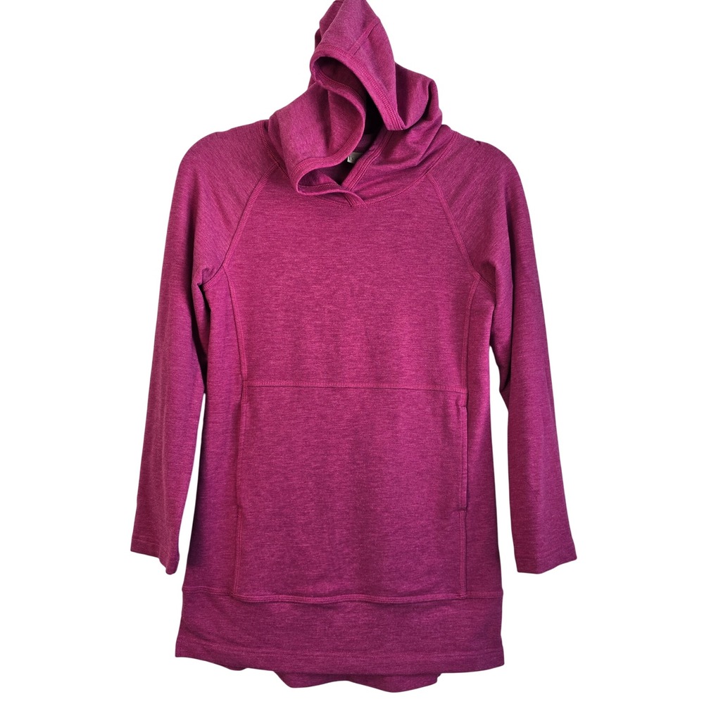 LL Bean Womens Berry Pink Heathered French Terry Hoodie Tunic M10-12 501094